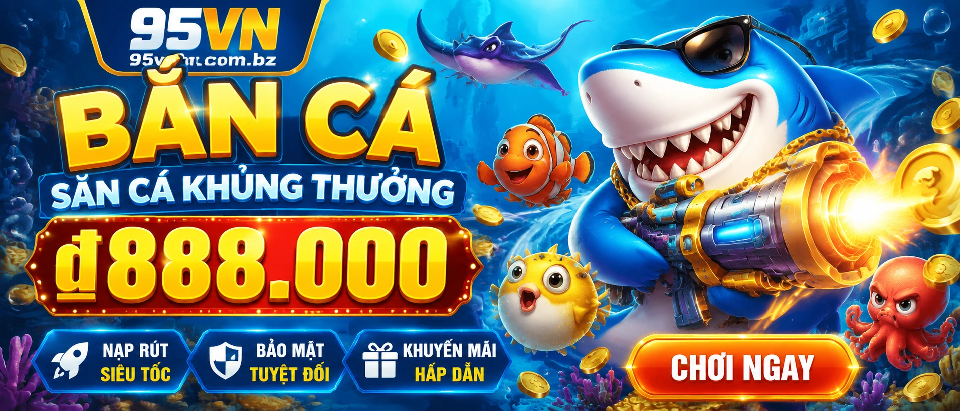 Sảnh game bắn cá nhiều chủ đề đại dương và hiệu ứng sống động